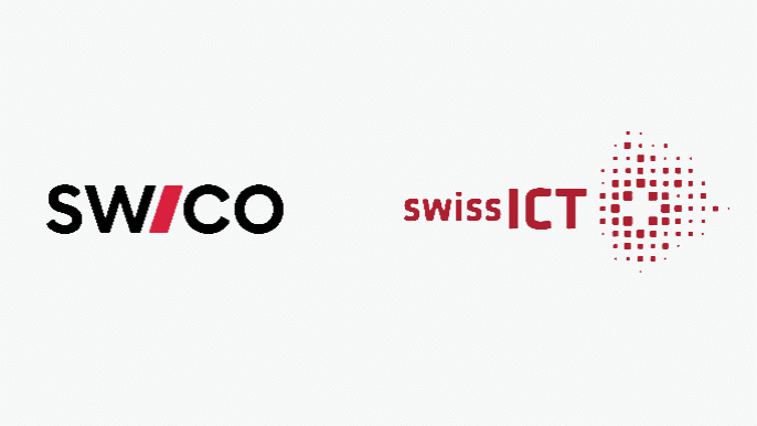 Logos swissICT und Swico auf dem grauen Background